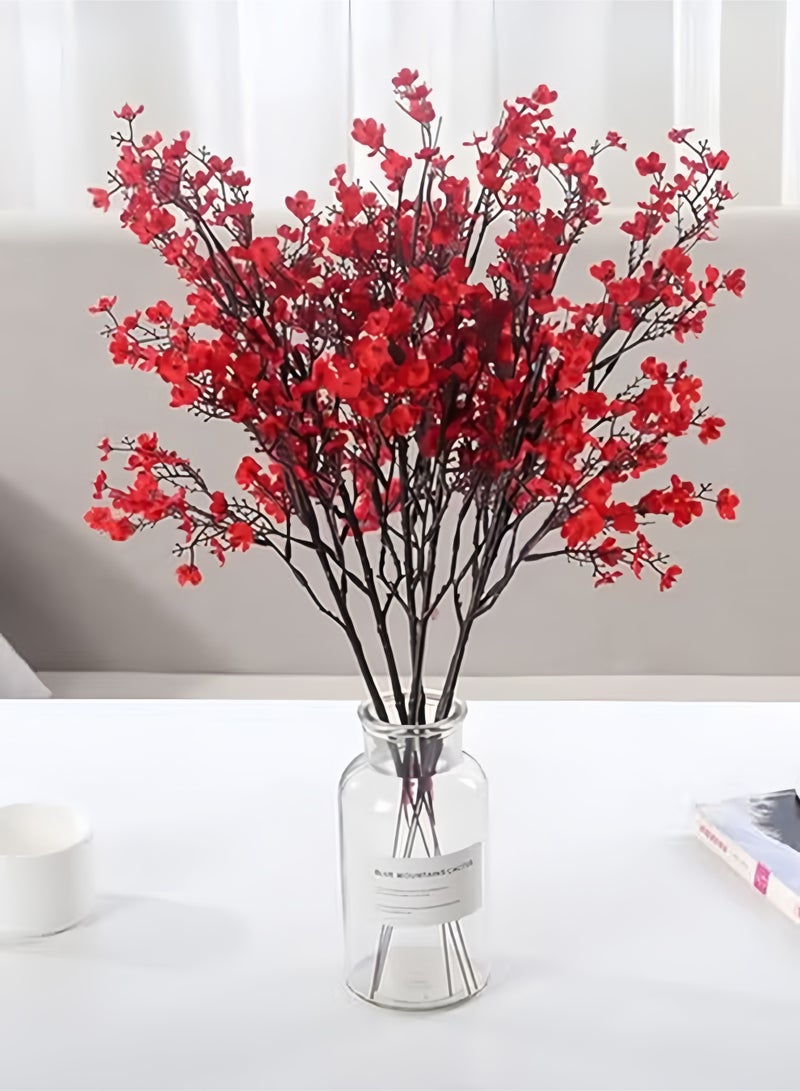 Baytak 5 Pieces Artificial Flowers, Fake Flowers for Vase Decoration,Red Baby's Breath for Home Decor,Artificial Flower Bouquet, All-Purpose Artificial Flower Decor for Indoor and Events,51cm - Image 5
